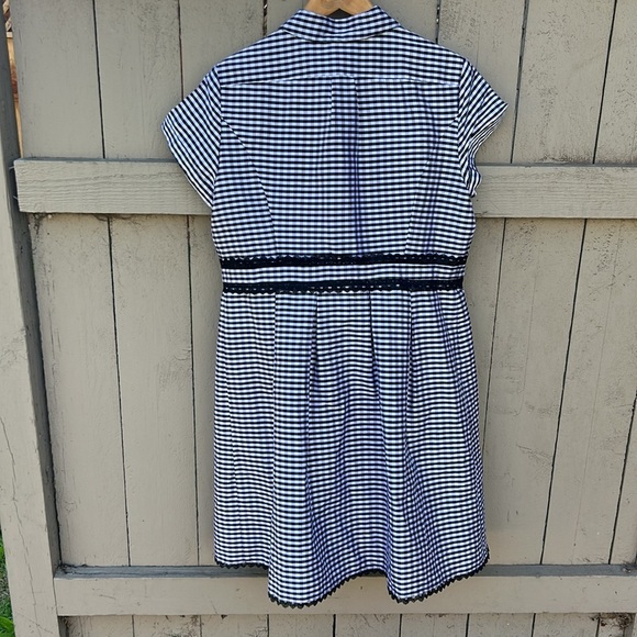Adrianna Papell Gingham Taffeta Shirt Dress Size 14 Beetlejuice Rockabilly Pi… - Picture 4 of 5